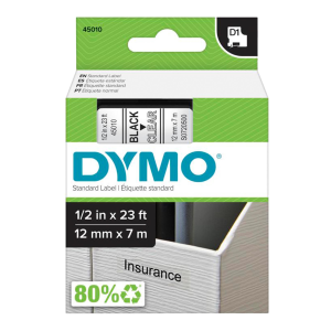 DYMO D1 NASTRO 12MM X 7MT TRASPARENTE STAMPA NERO (S0720500A)